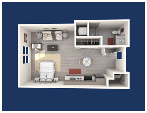 a floor plan of a 1 bedroom apartment